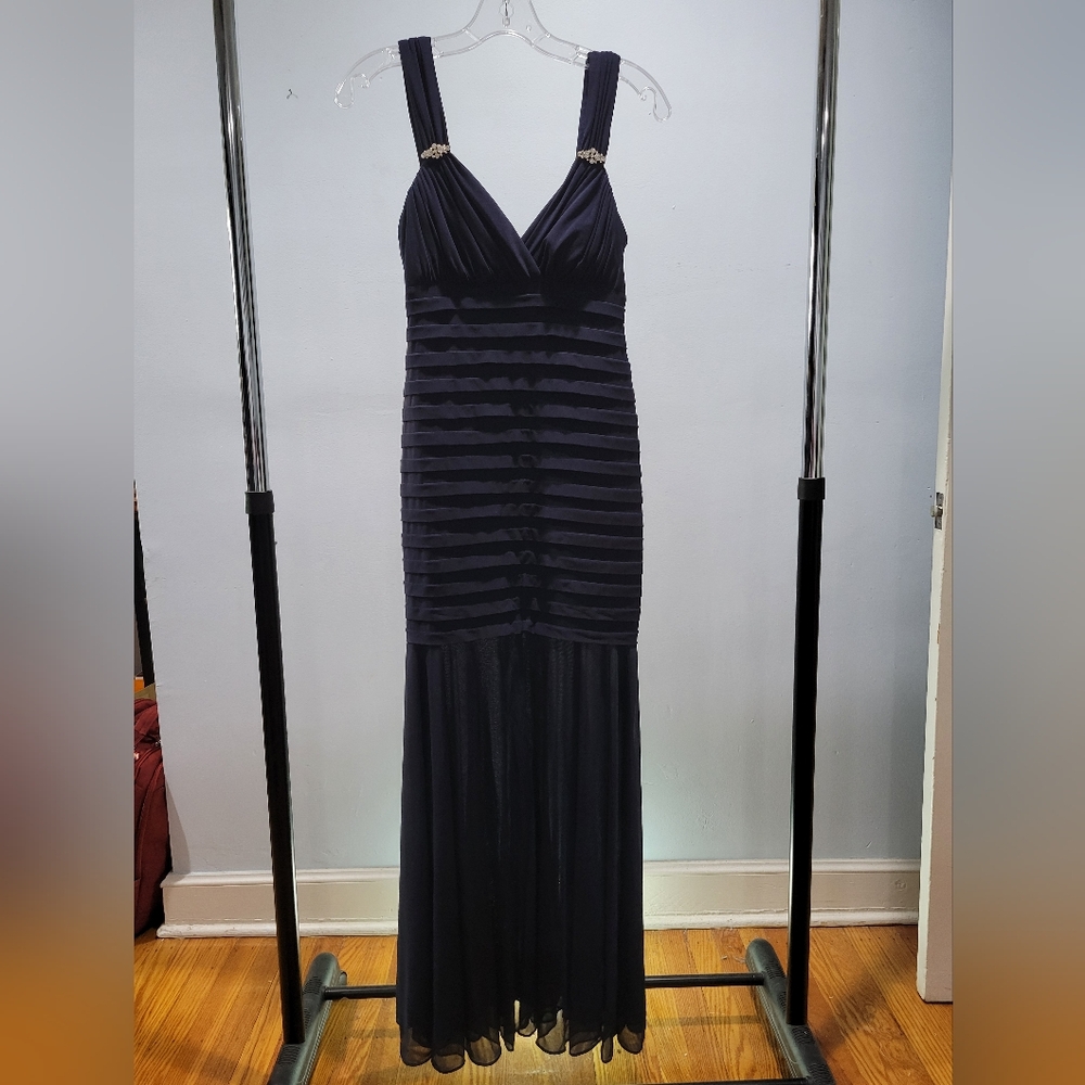 Xscape Elegant Navy Blue Maxi Dress
